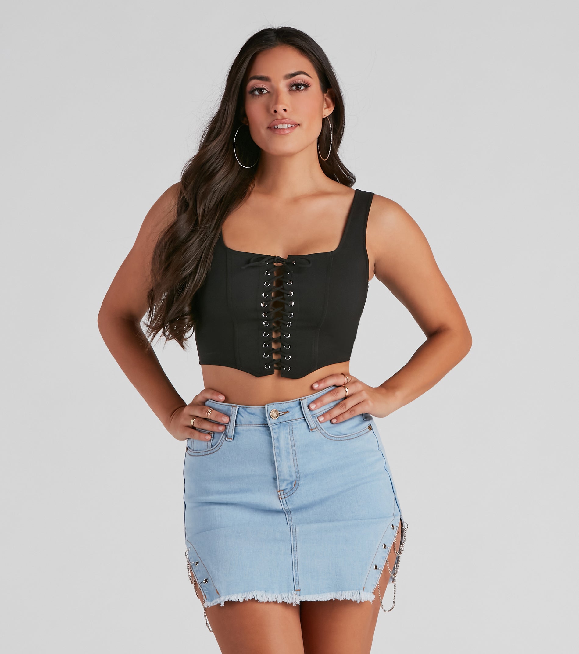 All Day Play Lace-Up Tank Crop Top