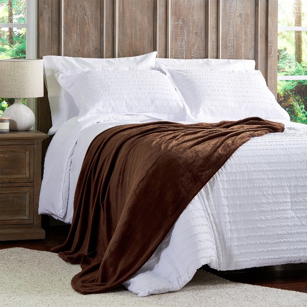 Velvet Throw Oversized Microfiber Velvet Solid Polyester Throw Blanket Breathable By Hastings Home mocha Brown