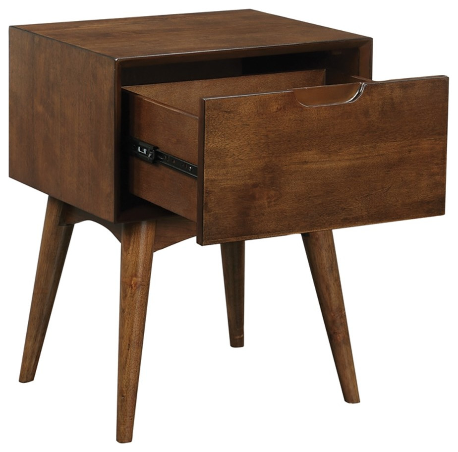 Copenhagen Wood Accent Table with Drawer in Walnut Finish   Midcentury   Side Tables And End Tables   by Homesquare  Houzz