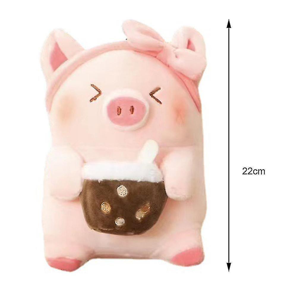 Cute Pig Plush Toy Lovely Holding Milk Tea   Pig Stuffed Plush Doll Kids Gifts