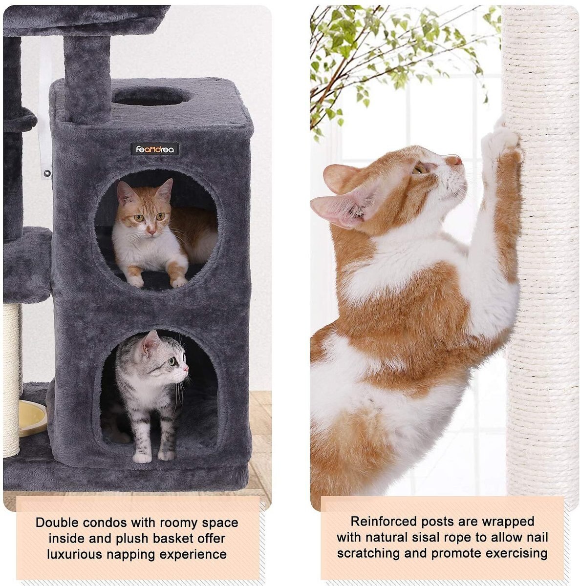 FEANDREA 32.7-in Faux Fleece Cat Tree and Condo