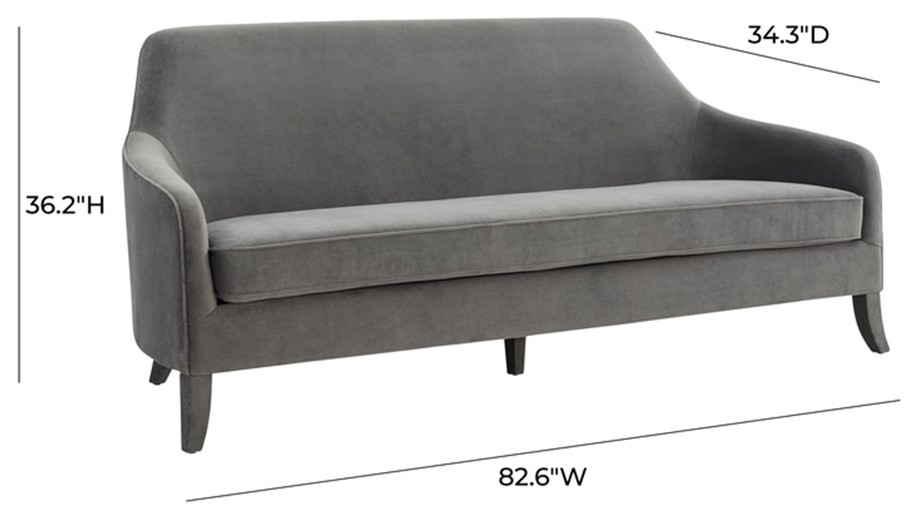 TOV Furniture Neveah Grey Velvet Upholstered Sofa   Transitional   Sofas   by TOV Furniture  Houzz