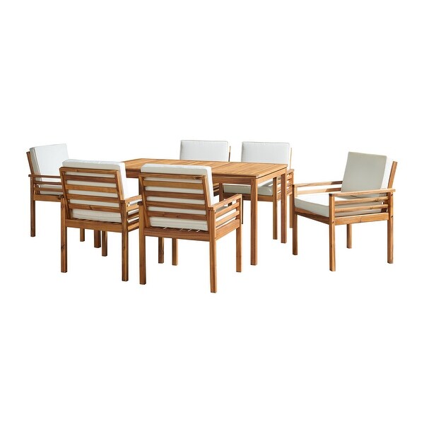 Okemo Acacia Wood Outdoor 7Piece Outdoor Dining Set with Table and 6 Dining Chairs with Cushions