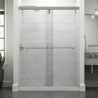 Delta Lyndall 60 x 71-12 in. Frameless Mod Soft-Close Sliding Shower Door in Nickel with 38 in. (10mm) Clear Glass SD3442273