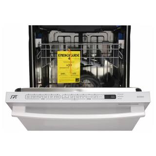 SPT 24 in. White Top Control Smart Dishwasher Digital 120-volt Stainless Steel Tub with Steam Cleaning SD-6502W