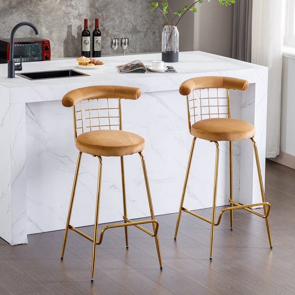 30 Inch Industrial Style Table High Bar Stools， Kitchen Island Bar Living Room Armless Dining Chairs with Metal Legs (Set of 2)