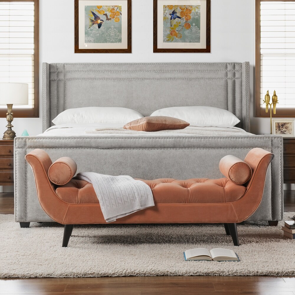 Elle Wingback Upholstered King Panel Bed