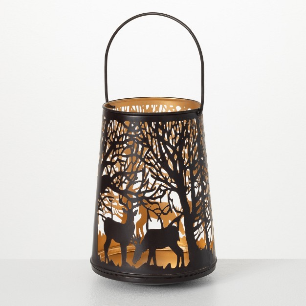 Sullivans Deer Lantern Brown 15 quot h Metal