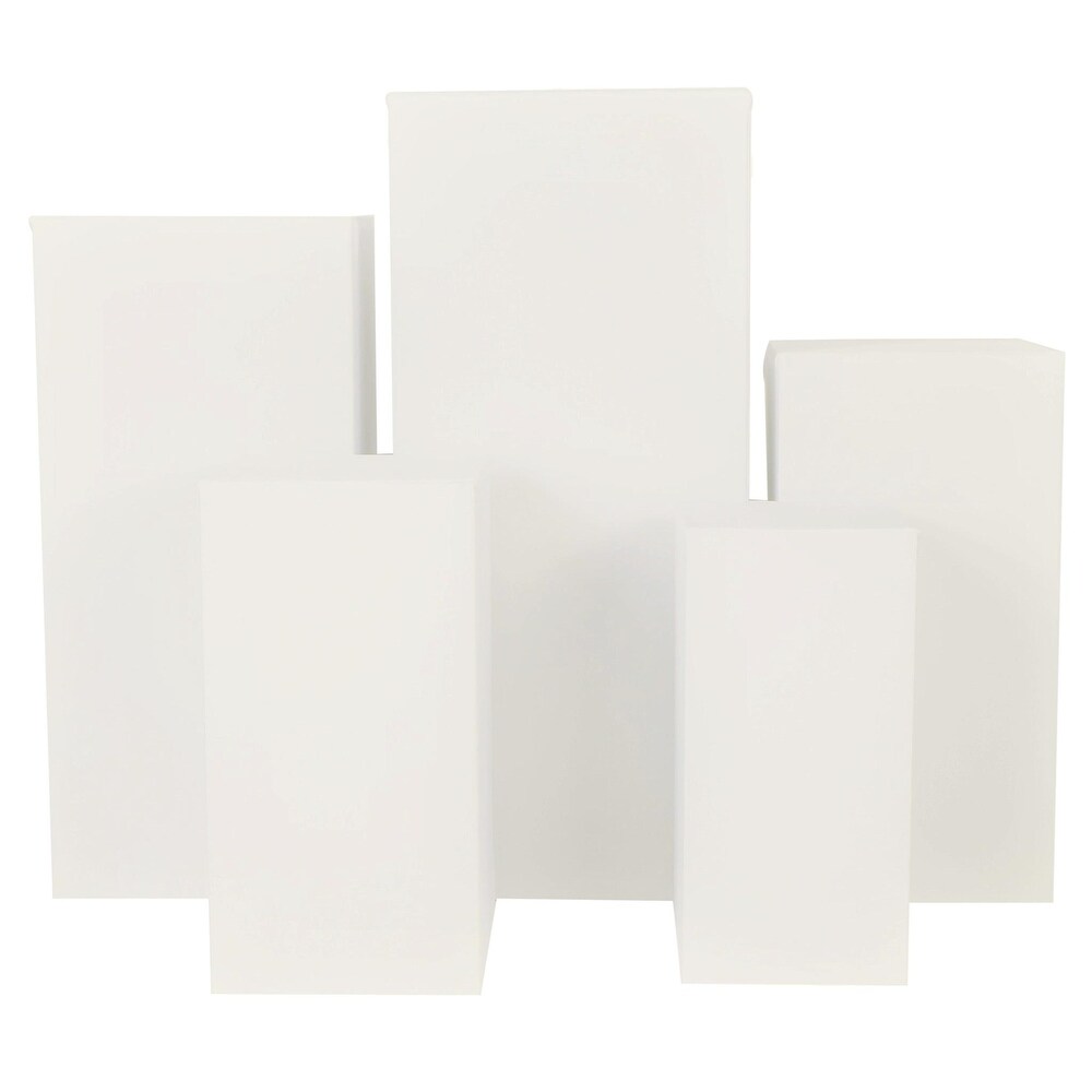 5 pcs Square Cylindrical Pedestal Stand Covers ONLY Ivory