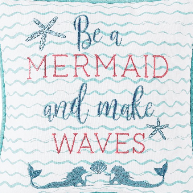 X 10 quot Make Waves Mermaid Embroidered Throw Pillow