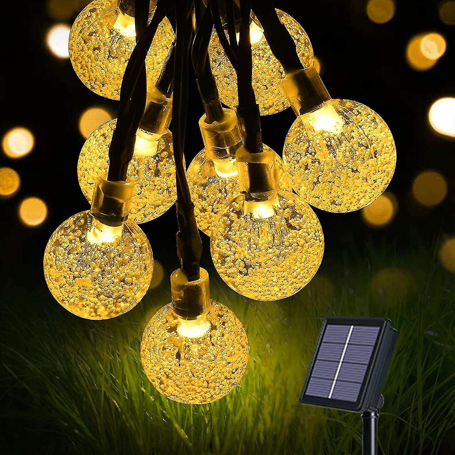 Solar String Lights， Garden Lights (60 Leds 8 Modes) 11m / 36ft Crystal Balls， Outdoor Waterproof La