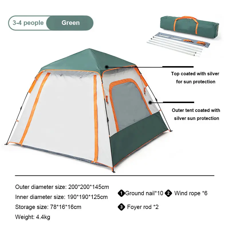 Waterproof Auto Instant Hiking Family Tents Lightweight Automatic Camping Tent Outdoor Large Space Folding Picnic Tent