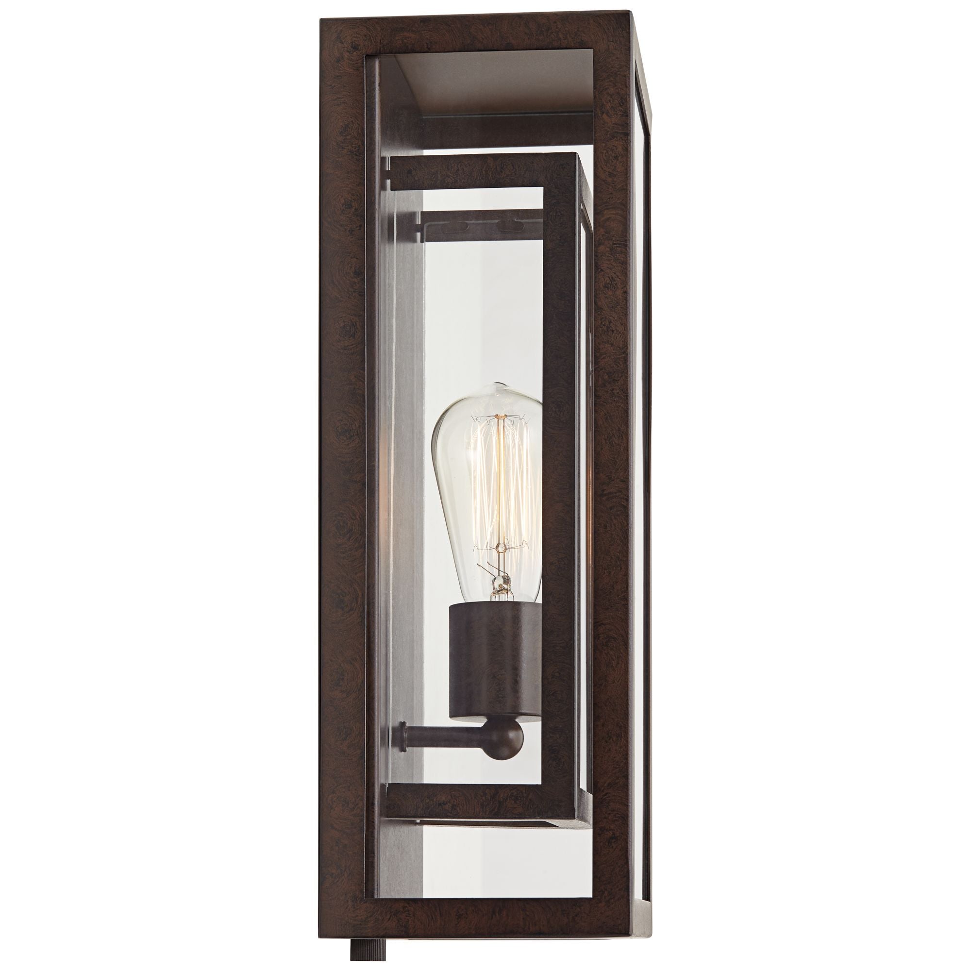 Possini Euro Design Modern Outdoor Wall Light Fixture Bronze Double Box 15 1/2" Clear Glass Exterior House Deck