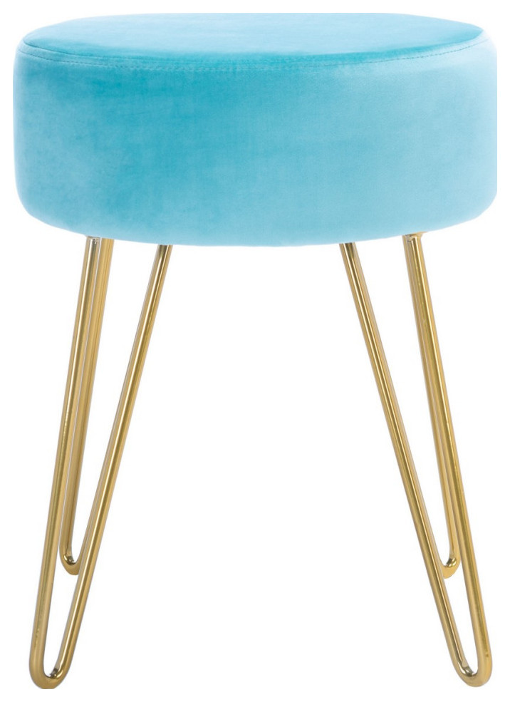 Bree Round Ottoman Aqua/Gold   Midcentury   Footstools And Ottomans   by V.S.D Furniture  Houzz