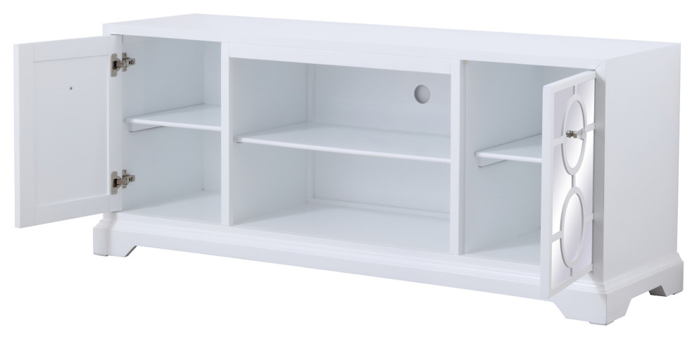 60 In. Mirrored Tv Stand In White   Transitional   Entertainment Centers And Tv Stands   by We Got Lites  Houzz