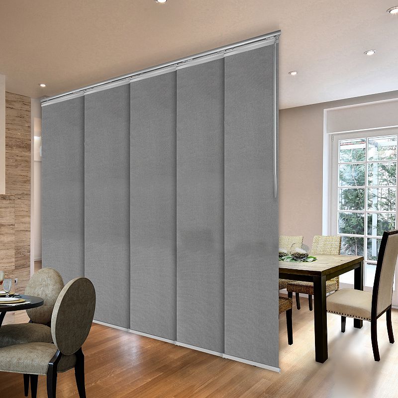 Rod Desyne Woven Gray 5-Panel Single Rail Panel Track Room Extendable Divider