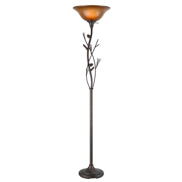 3 way Metal Pinecone Torchiere Floor Lamp Rust Finish Cal Lighting