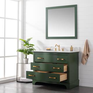 SUDIO Monroe 42 in. W x 22 in. D x 33.7 in. H Bath Vanity in Evergreen with White Marble Top Monroe-42EG