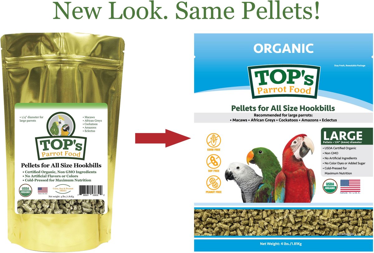 TOP's Parrot Food Organic Pellets Parrot Food