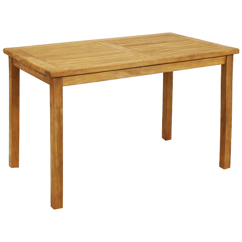 Sunnydaze 47.25 in Solid Teak Rectangular Patio Dining Table