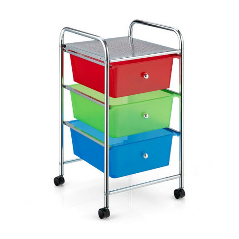 3-Drawer Rolling Storage Cart with Plastic Drawers