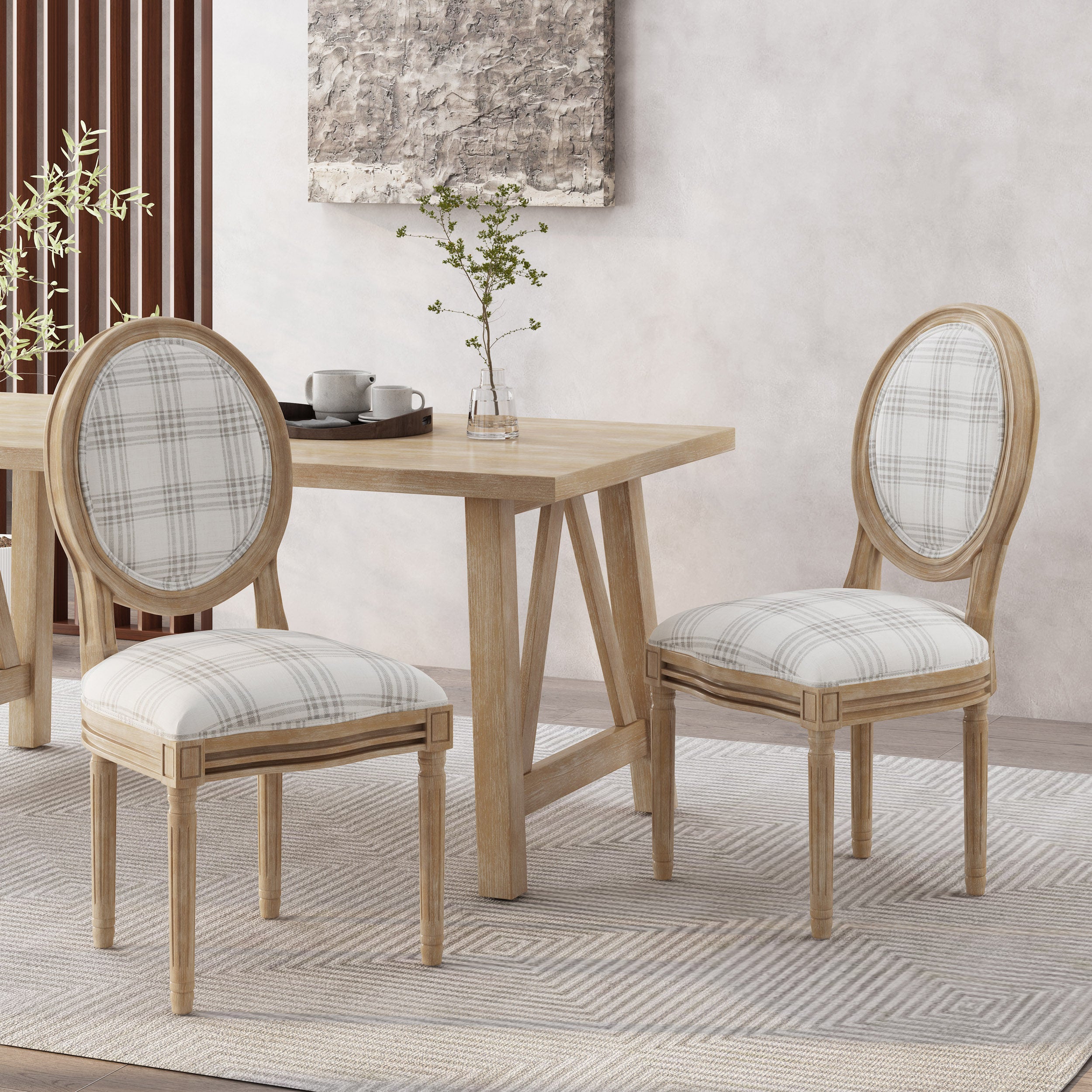 Lariya French Country Fabric Dining Chairs