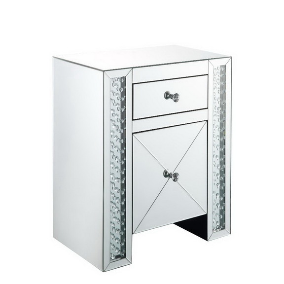 Acme 97026 Maisha Accent Table Mirrored   Faux Cry...