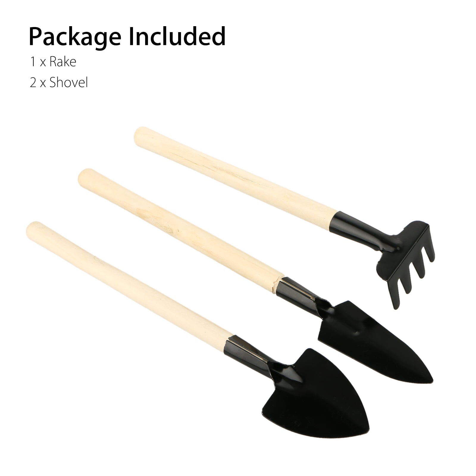 Garden Tool Set, TSV 3pcs Heavy Duty Gardening Kit with Iron Hand Shovel, Rake and Spade, Indoor Mini Hand Gardening Tool Set, Bonsai Starter Kit for Planter Miniature Fairy Planting Care