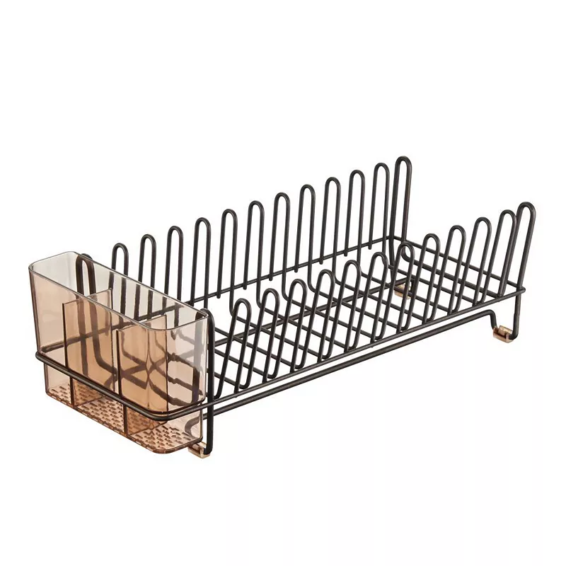 mDesign Compact Countertop， Sink Dish Drying Rack Caddy