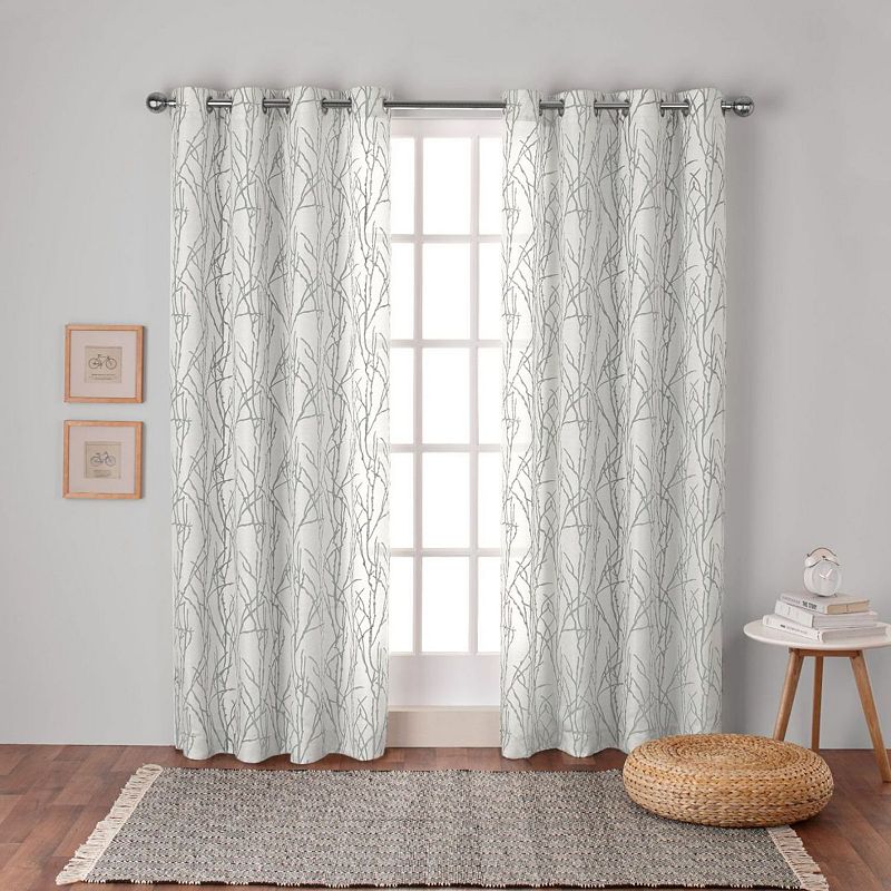 Exclusive Home 2-pack Branches Linen Blend Window Curtains