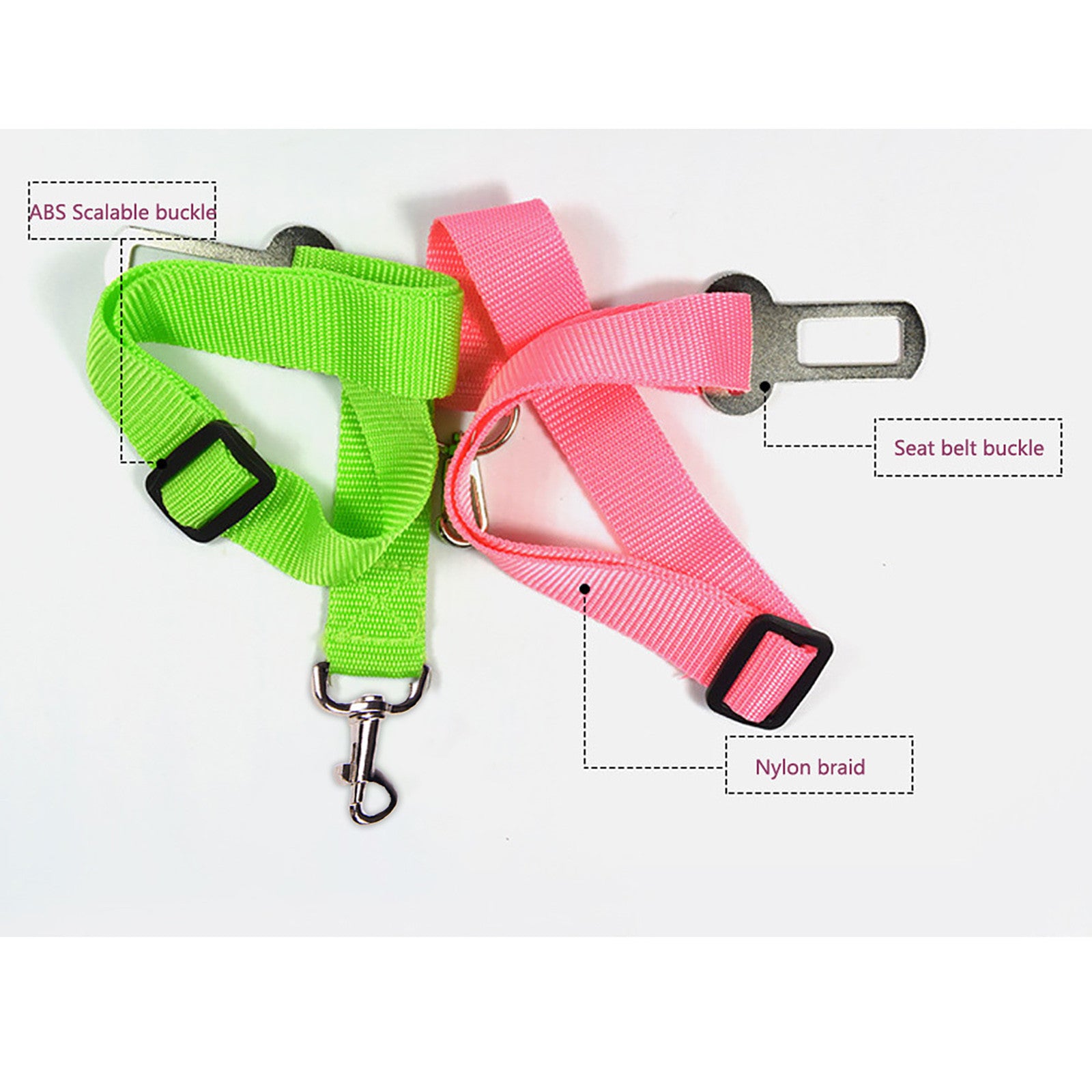 Adjustable Dog Pet Car Safety Seat Belt Restraint Lead Travel Leash