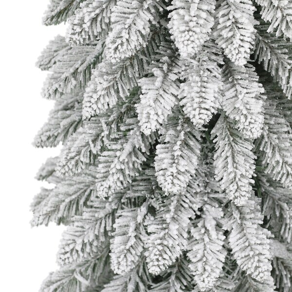 Puleo International 7 ft PreLit Flocked Artificial Alpine Pencil Tree