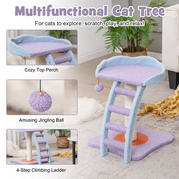 Costway 53149627 19 Inch Mohair Plush Cat Tree wit...