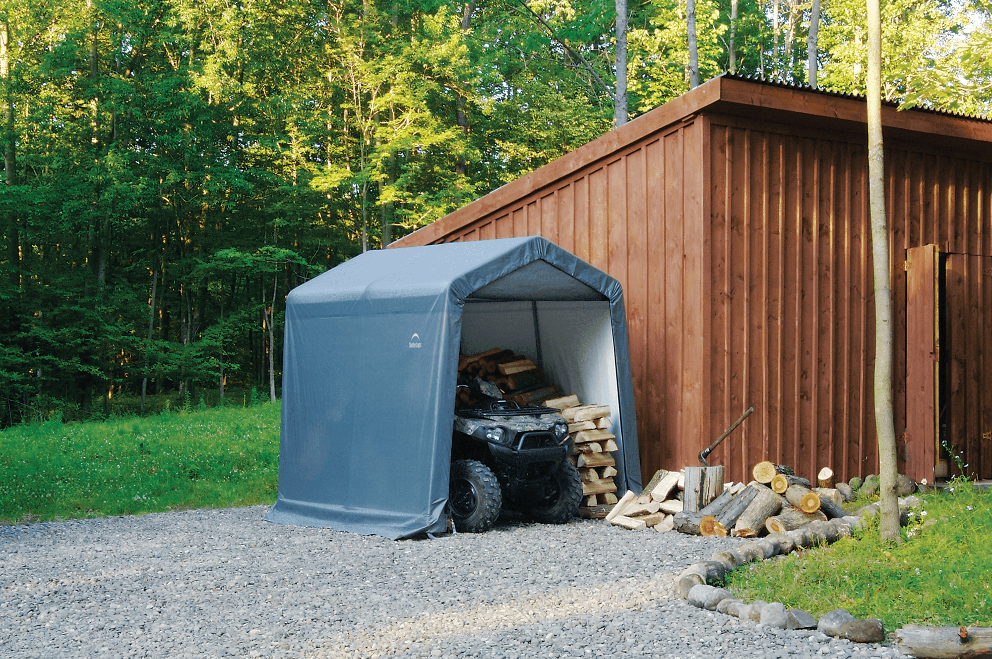 ShelterLogic 70423 8-8-8 Peak Style Storage Shed- 1-.38 in.  Frame- Grey Cover