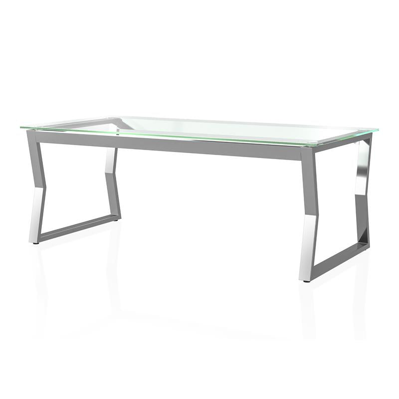 Furniture of America Syann Contemporary Glass Top Coffee Table in Chrome