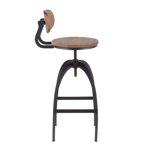 Carbon Loft Goddard Industrial Metal and Wood Mid-back Bar Stool