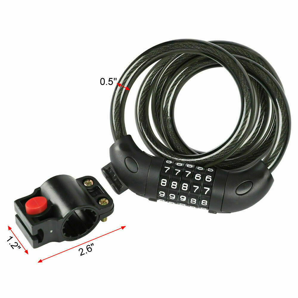 Bike Lock 5 Digital Bicycle Lock Cable Heavy Duty Combination Password Security Chain Wire Bike Lock