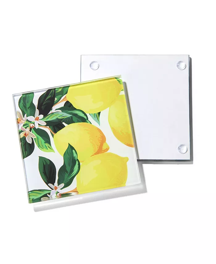 American Atelier 4 X 4 Meyer Lemons Glass Coasters Set 4 Piece