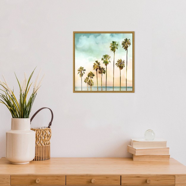 X 16 quot Beach Palms I By Devon Davis Framed Canvas Wall Art Amanti Art