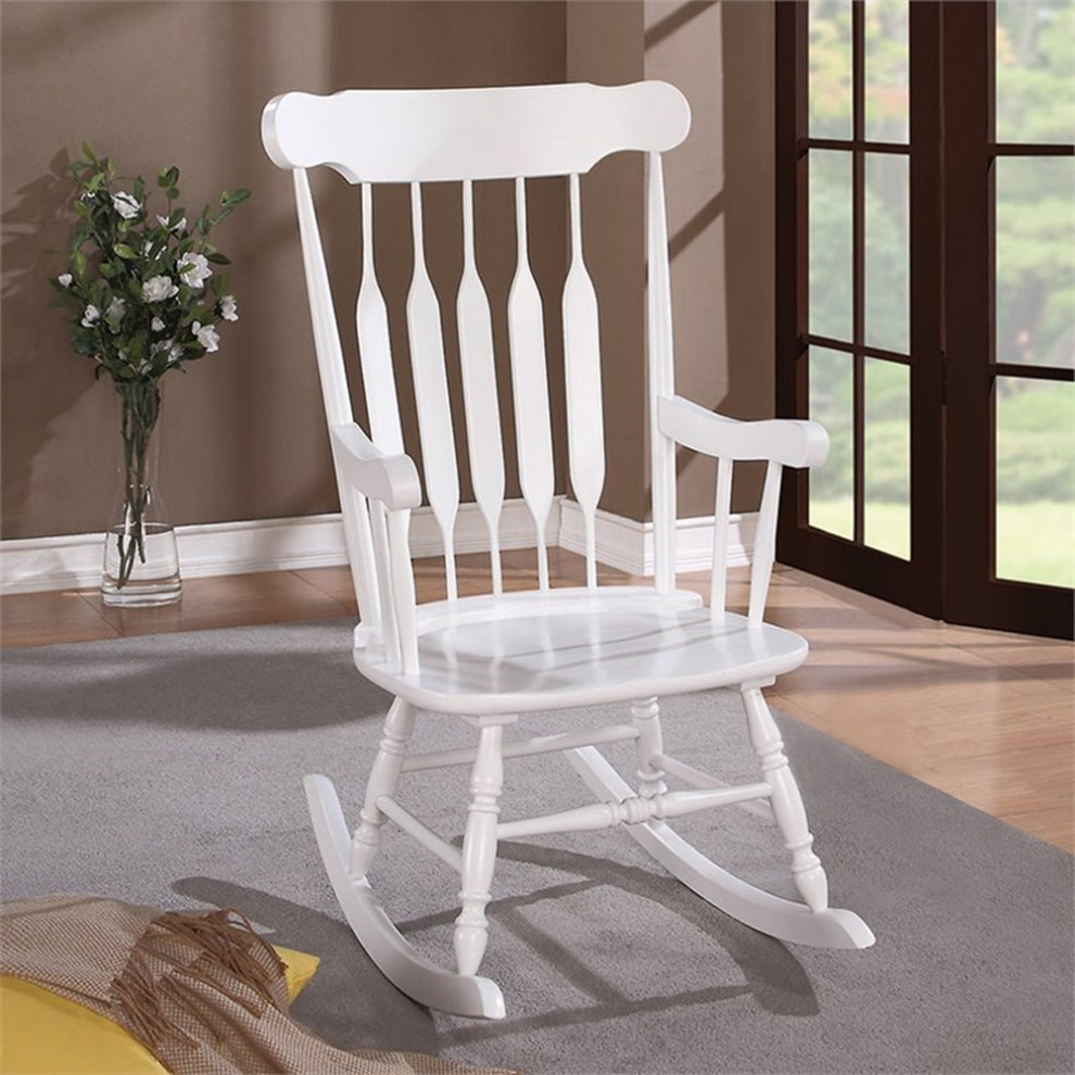 Bowery Hill Slat Back Rocker in White   Traditional   Rocking Chairs   by Homesquare  Houzz