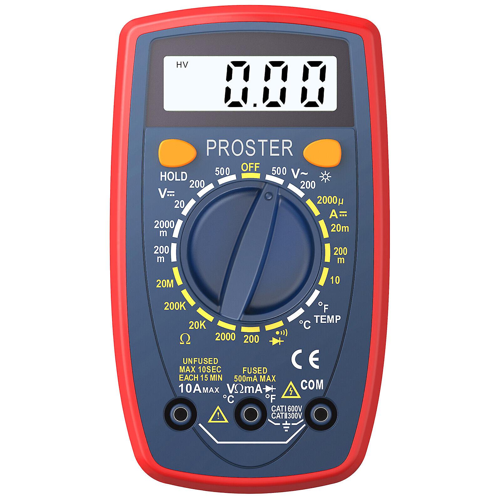 Proster 1999 Lcd Digital Multimeter Multi Tester Test Lead Backlight Diodes Test