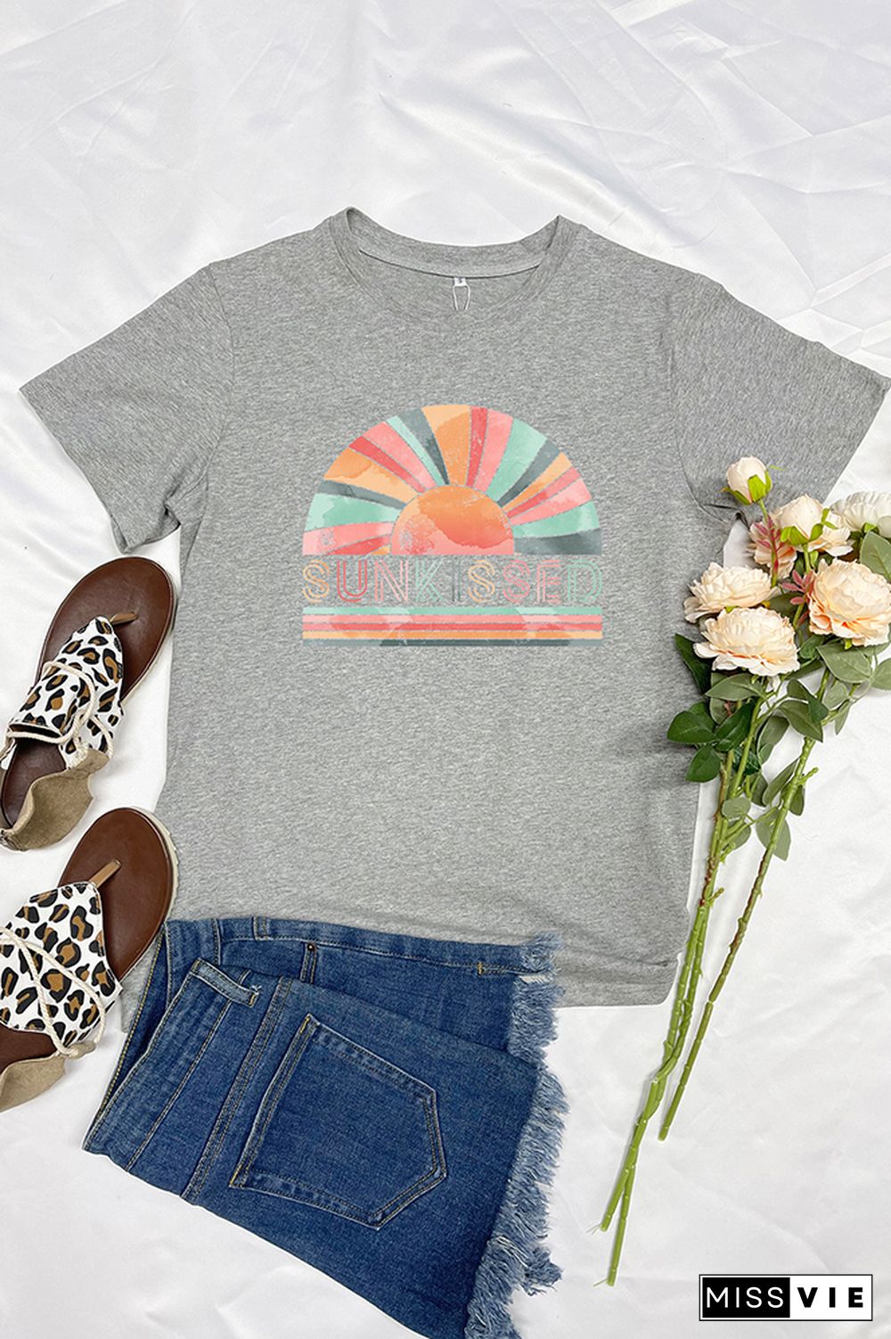 Rainbow Sunkissed Sleeve Graphic Tee Wholesale