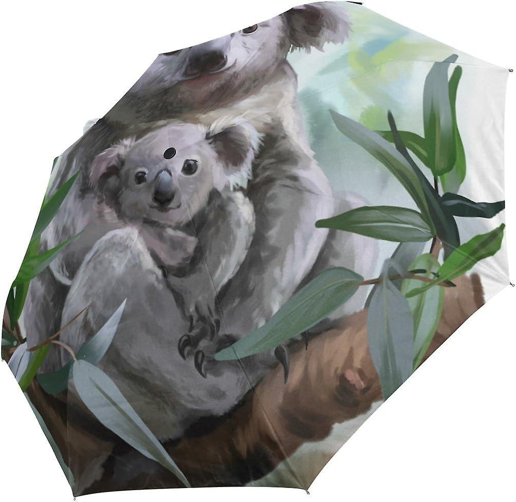 Top Carpenter Koala And Her Baby Anti Uv Windproof Travel Umbrella Parasol With Auto Open/close Button