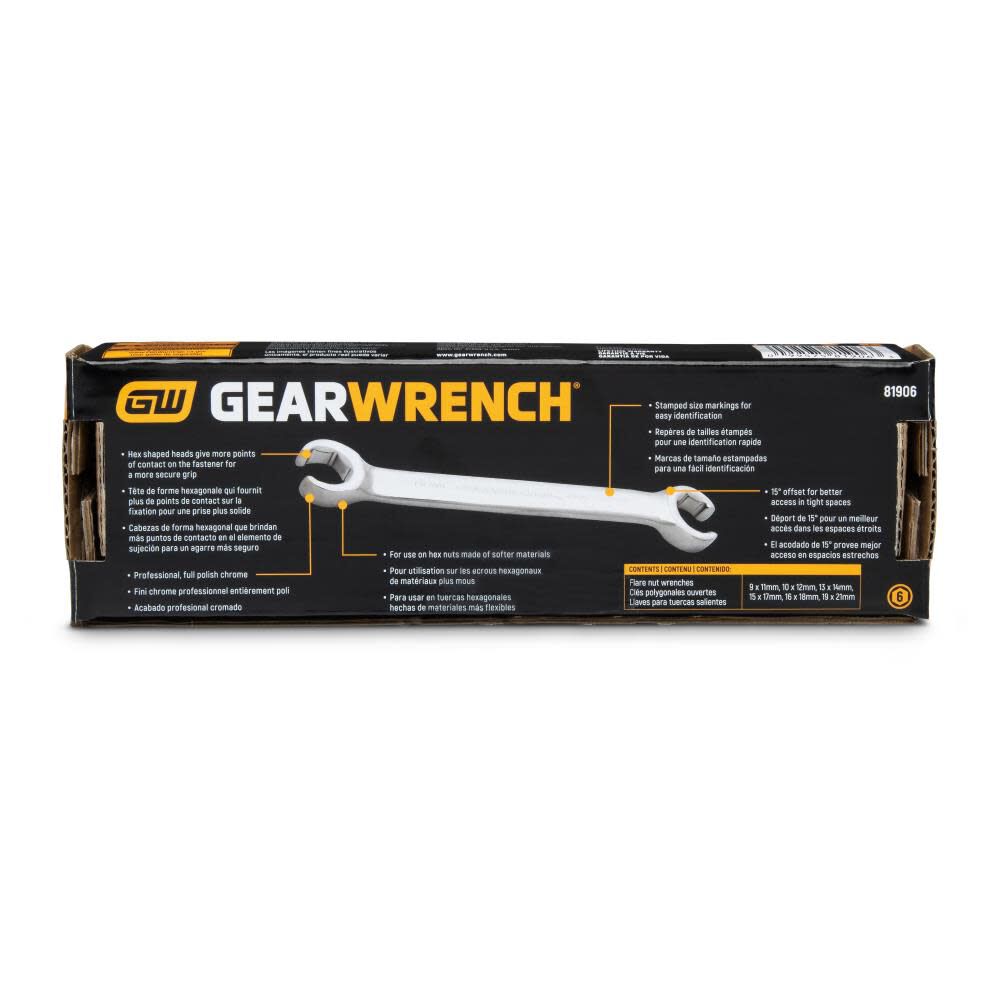 GEARWRENCH Flare Nut Wrench Set 6 Pc. Metric 81906 from GEARWRENCH