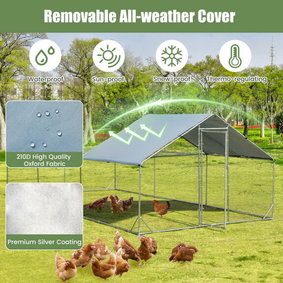 Costway 69532174 Large Metal Chicken Coop with Wat...