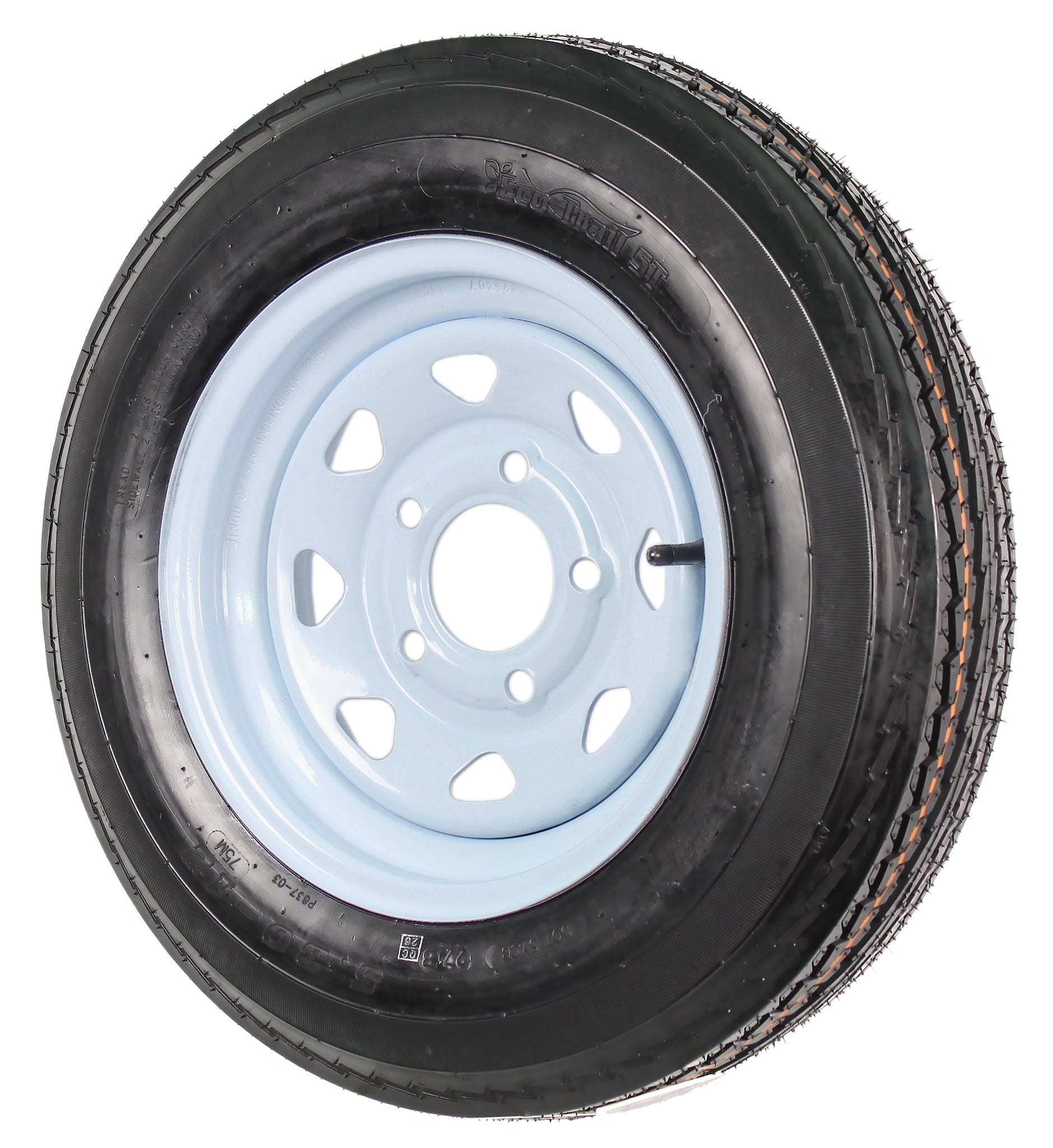 Trailer HD Tire On Rim 5.30-12 530-12 5.30 X 12 LRC 5 Lug Wheel White Spoke