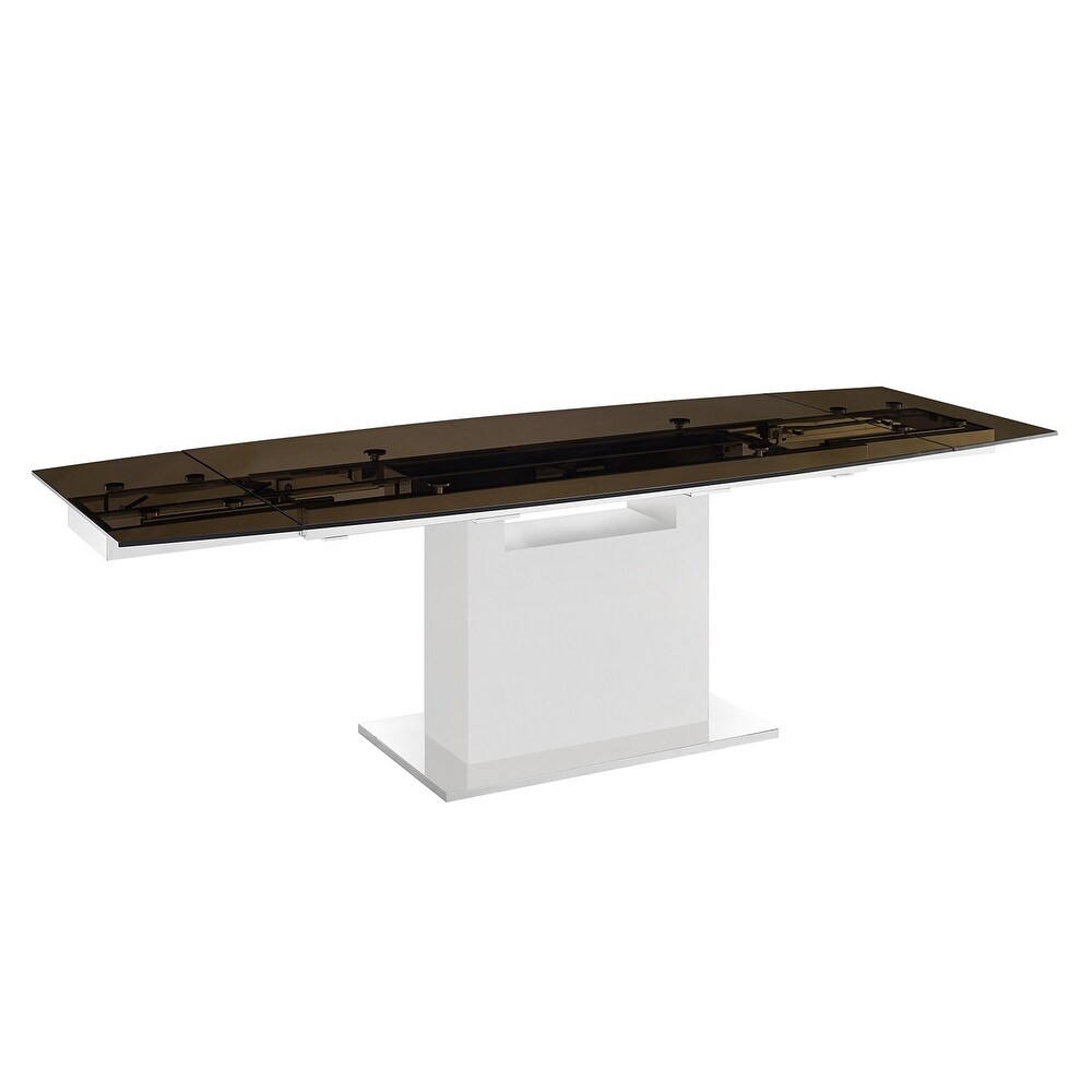 OLIVIA dining table with high gloss white lacquer base.