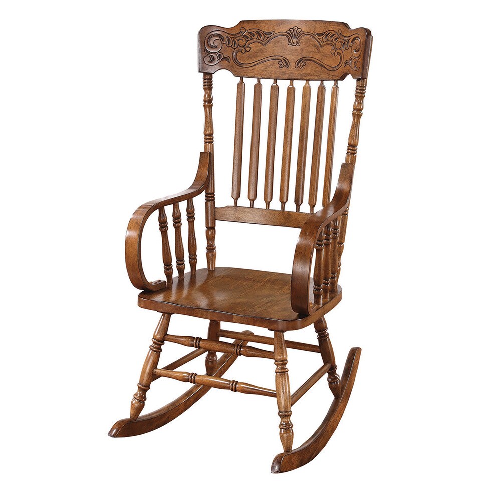 Coaster Furniture Sara Warm Brown Windsor Back Rocking Chair