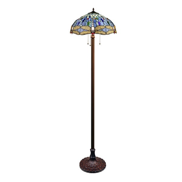 -Style Dragonfly Design Dark Bronze Floor Lamp - Dark Bronze