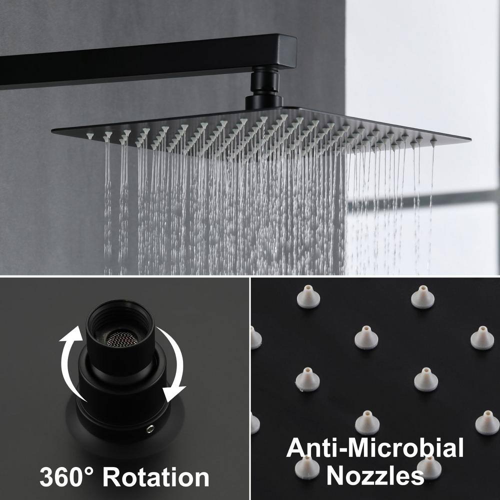 Satico Single Handle 1-Spray Tub and Shower Faucet Handheld Shower Combo with 10 in. Rain Shower Head in Black(Valve Included) SS88012DA